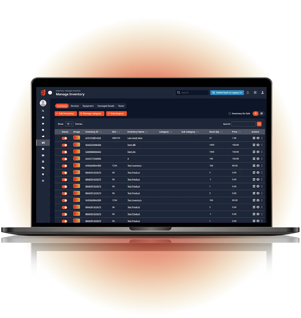 Image of a laptop screen displaying Universell’s dashboard, showcasing app integrations for business operations.